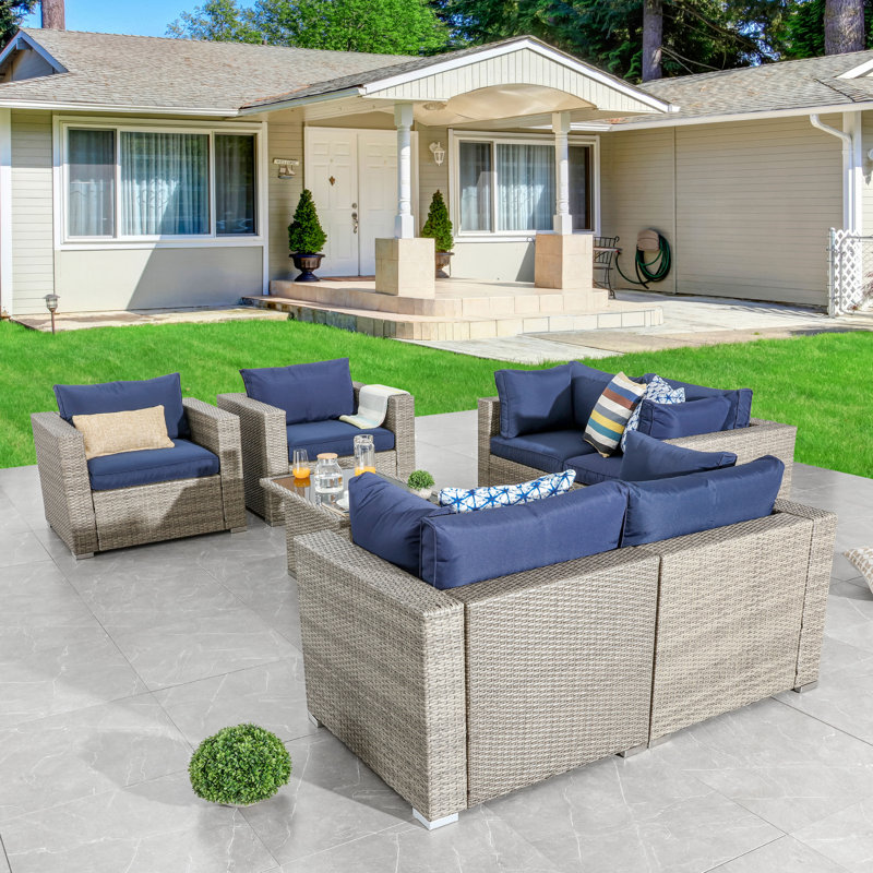 Sol 72 Outdoor™ Wragby 7 Piece Rattan Sofa Seating Group with Cushions